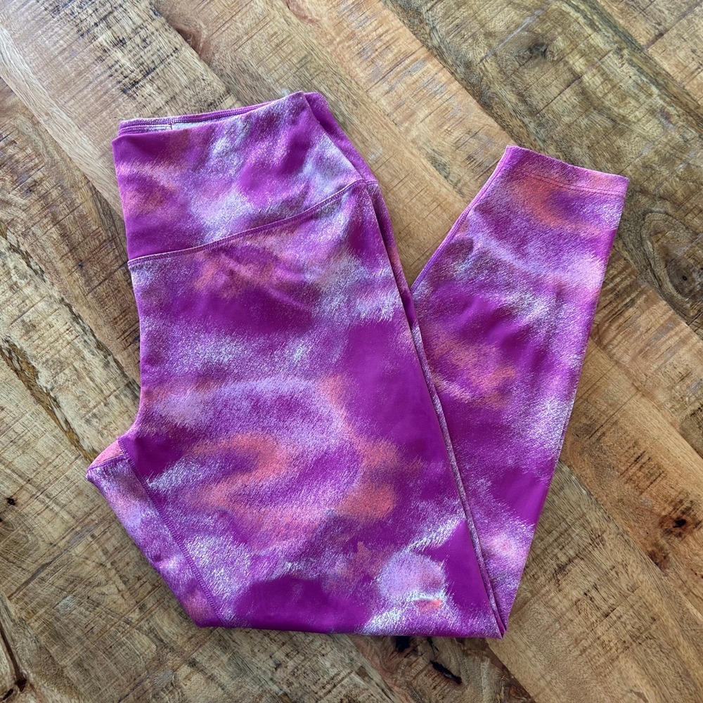 Nike One Dri-FIT Womens XL Purple Abstract Brushstroke High Waisted Leggings